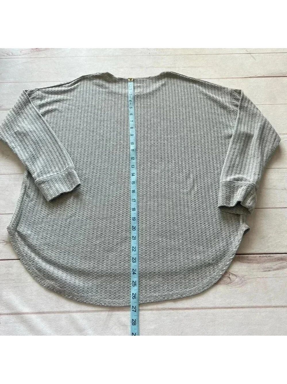 Chaser Womens Gray Waffle Knit Thermal Top Button Long Sleeve Tunic Top … - Picture 6 of 9